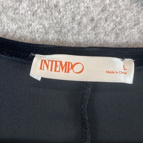 Intempo velvet midi dress L cocktail party date night LBD mob wife bodycon goth - Picture 2 of 8